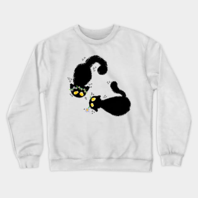 Love Birds Cats MS paint Crewneck Sweatshirt by Bingust